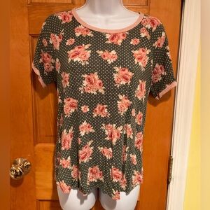 ModCloth | Floral Polka Dot Tee - Size M